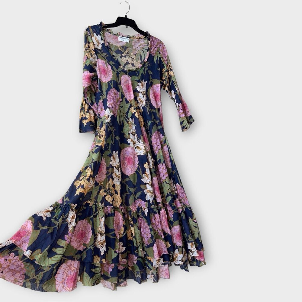 ONE SEASON Australia Valentina Cotton Dress Medium Midi Floral St Barts Boho